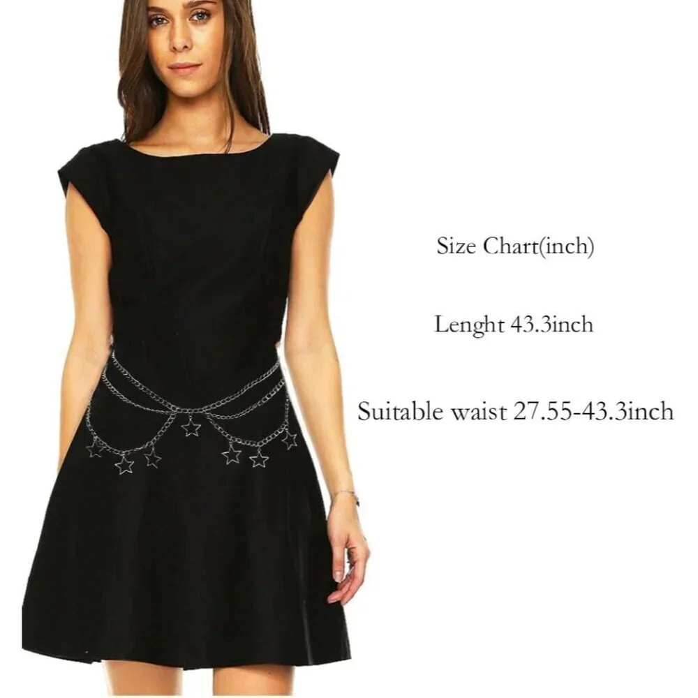 Star Waist Chain Belt Gothic Crossover Body Belly Tassel Women Girls
